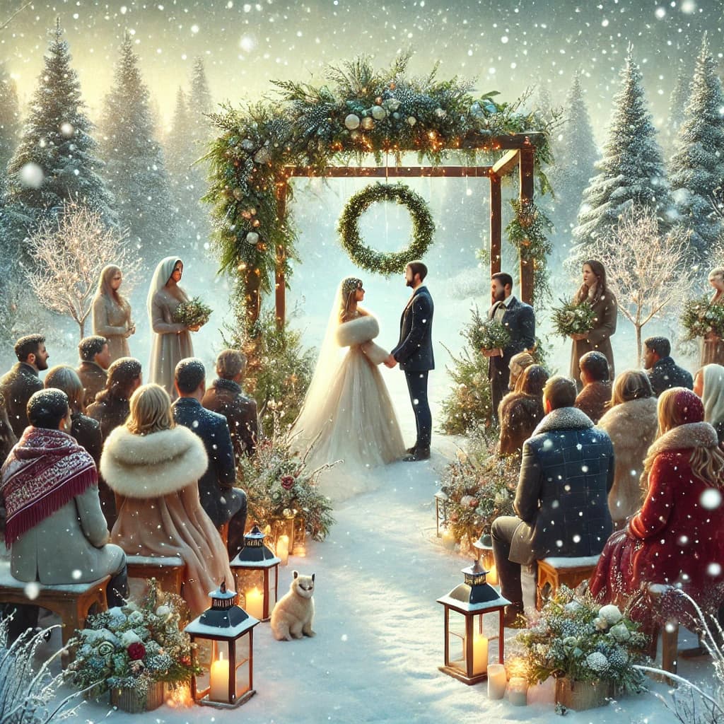 🎄💍 A Beautiful Wedding Scene! 🌲👰‍♂️🤵‍♀️🎁🍷